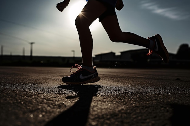 Stride of Freedom Child039s Feet Embracing Sunlit Run