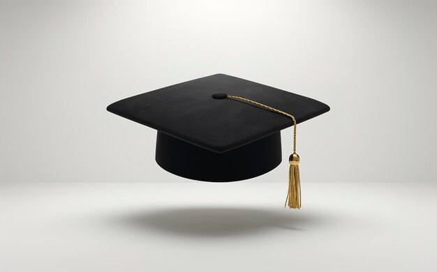 Photo a striking 3d illustration of an academic hat with a golden tassel