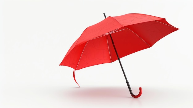 A striking 3D rendered icon of a vibrant red umbrella stands out against a clean white background captivating viewers with its simplicity and elegance Perfect for projects related to prote