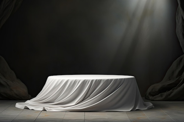 Striking 3D Rendering of White Cloth Placed on Pedestal