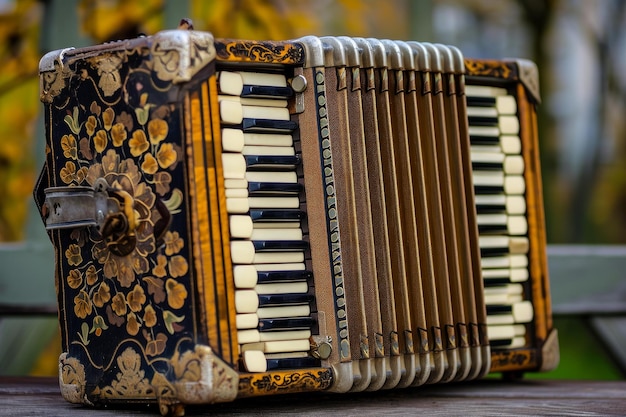 Photo striking accordion music background generate ai