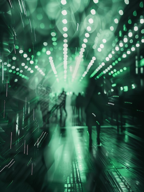 Striking Black and White Event Location with Green Highlights Generative AI