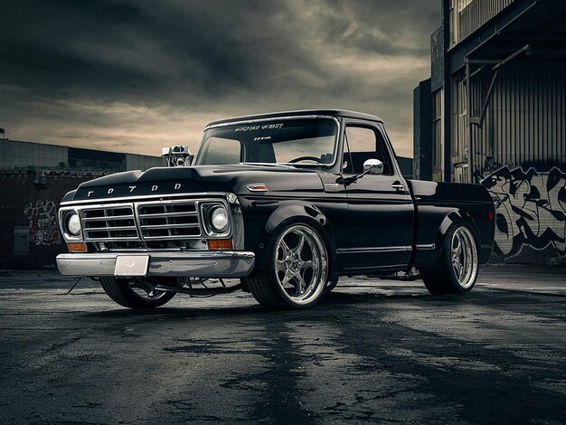 Впечатляющая и кинематографическая фотография грузовика Ford F100 1977 года