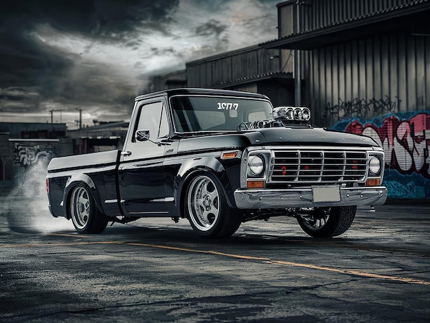 Photo a striking and cinematic photo of a 1977 ford f100 custom truck