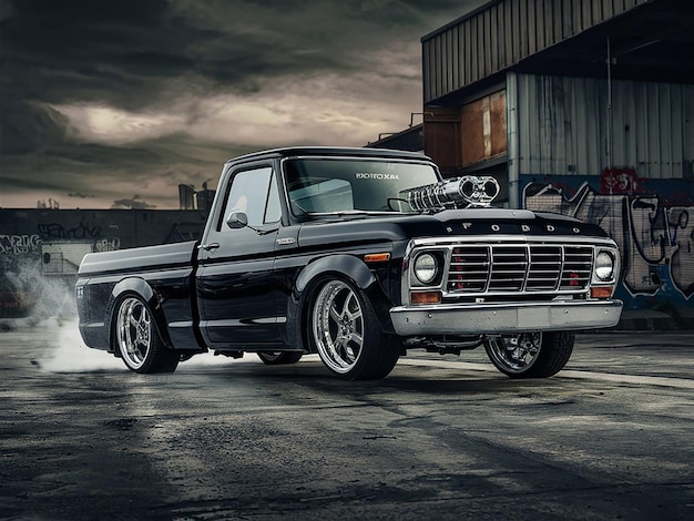 Photo a striking and cinematic photo of a 1977 ford f100 custom truck