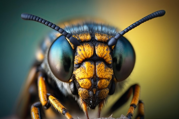 Striking closeup of an insect head with blurred background Generated by AI