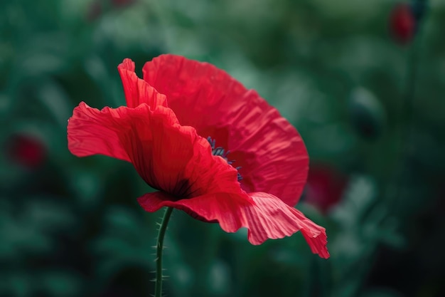 A striking closeup of a vibrant red field poppy exuding elegance and grace