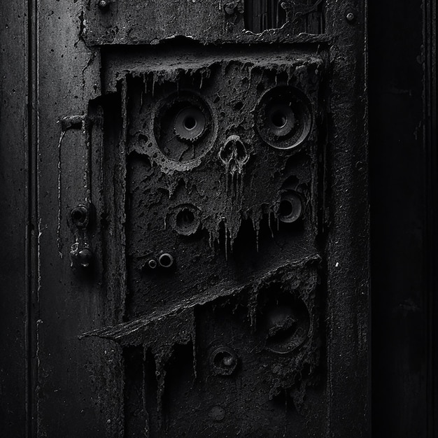 A Striking Composition on a Darkened Canvas of Black Metal Gritty Texture Industrial Ruggedness