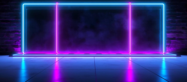 印象的なデザインは、生成 AI に対して青と紫のネオン ライトのユニークな組み合わせが特徴です