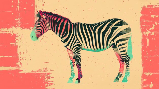 Striking digital painting of a zebra with vibrant colors and a unique artistic style