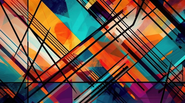 Striking geometric colours and deep lines Abstract background AI generative