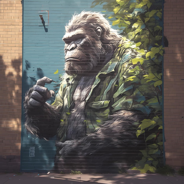 Striking Gorilla Mural Urban Art Expression