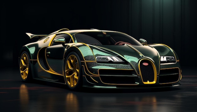 Striking Green and Black Bugatti Veyron A Fusion of Elegance and Power with Custom Paintwork