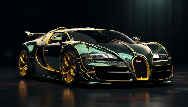 Premium AI Image | Striking Green and Black Bugatti Veyron A Fusion of