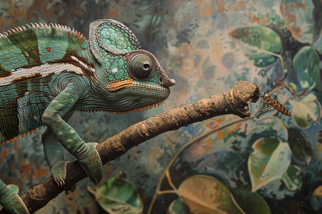 A striking image of a chameleon with independent e generative ai