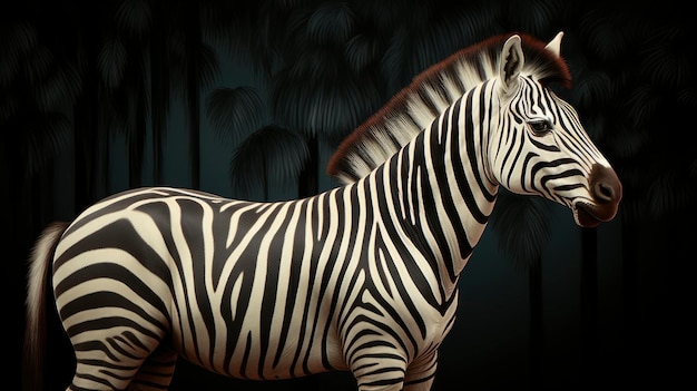 Удивительные узоры на коже зебры, созданные с помощью генеративной технологии искусственного интеллекта.