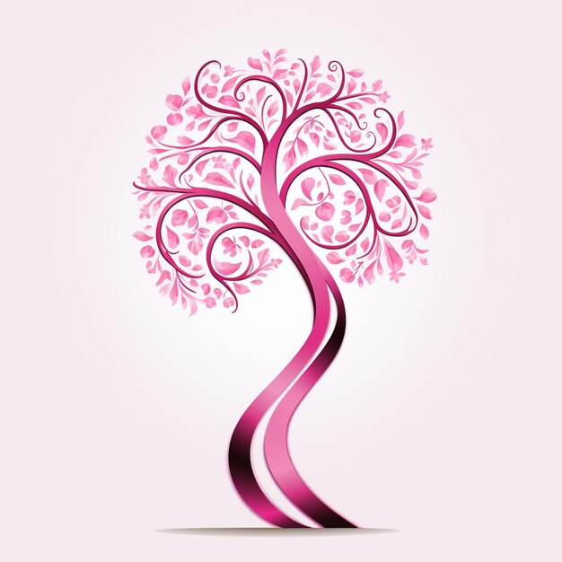 Photo striking pink ribbon on offwhite background