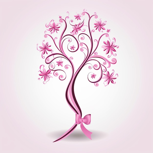 Striking pink ribbon on offwhite background