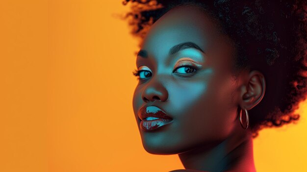 Striking Portrait of a Young Woman With Vibrant Contrasting Lighting