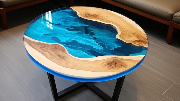 Striking seascapeinspired epoxy table crafted for modern decor