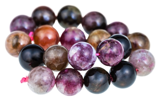 String of beads from natural tourmaline gemstones