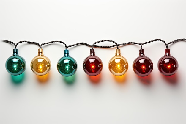 String of christmas lights isolated on white background With clipping path