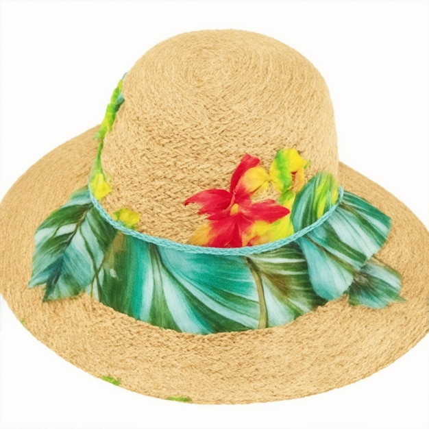 Foto cappello a corda con illustrazione a tema tropicale