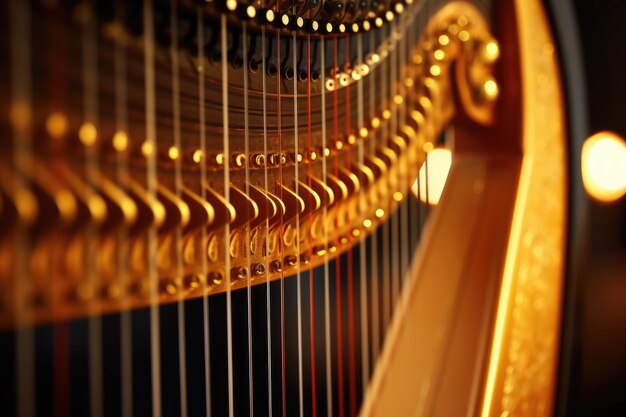 String sound orchestra closeup classical harp musical performance concert acoustic instrument