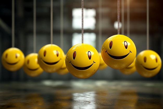 on string of yellow smiley faces