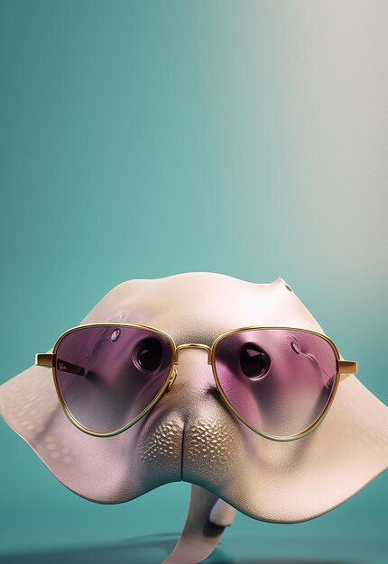 写真 ストリングレイ 太陽眼鏡をかぶった動物