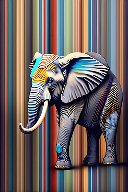 Striped Background with Elephant