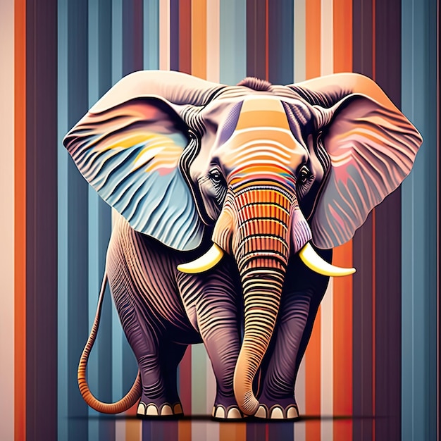 Striped Background with Elephant