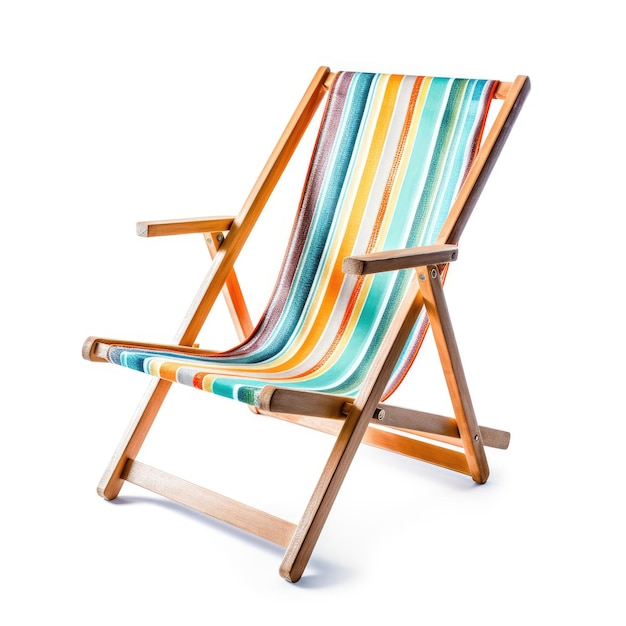 A striped beach chair on white background