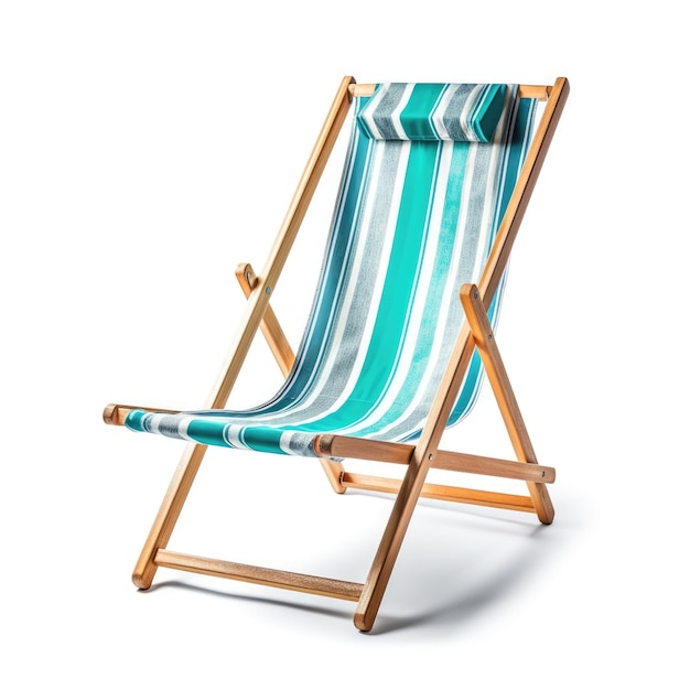 A striped beach chair on white background