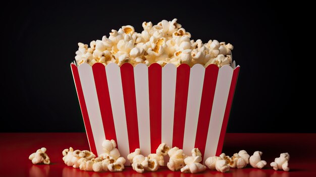 Striped box with tasty popcorn