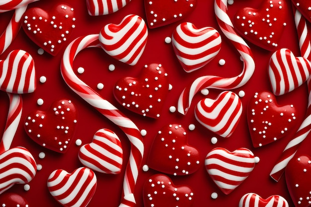 Striped candy canes red and white background