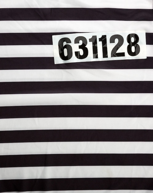 Striped dress for prisoners and number