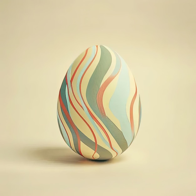 A striped egg sitting on top of a table