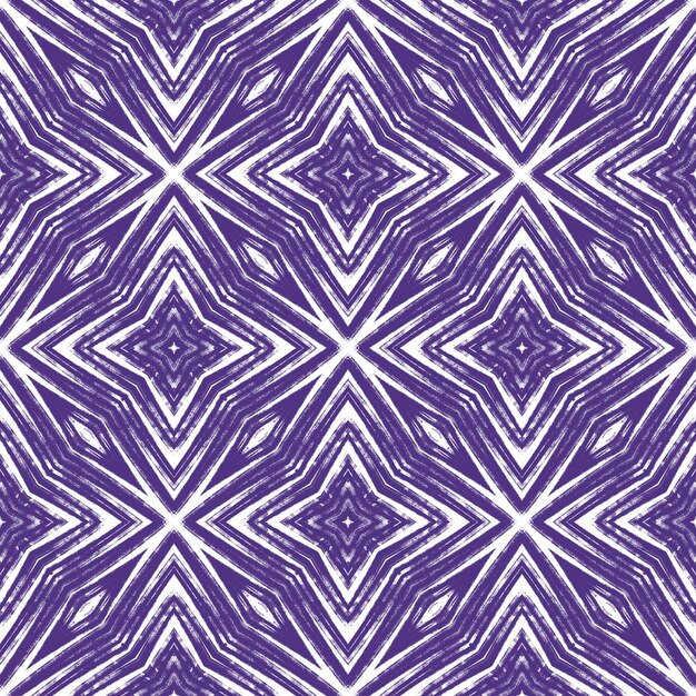 Striped hand drawn pattern. Purple symmetrical kaleidoscope background. Textile ready mind-blowing print, swimwear fabric, wallpaper, wrapping. Repeating striped hand drawn tile.