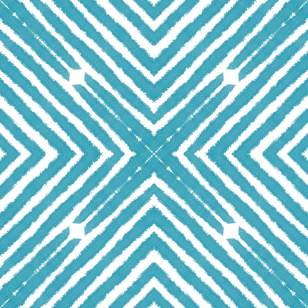 striped hand drawn pattern. turquoise symmetrical kaleidoscope background. textile ready outstanding print, swimwear fabric, wallpaper, wrapping. repeating striped hand drawn tile.