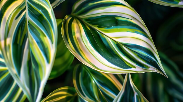 Photo striped leaf ornamental plants close up generative ai