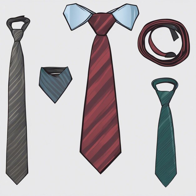 Striped necktie vector cartoon illustration