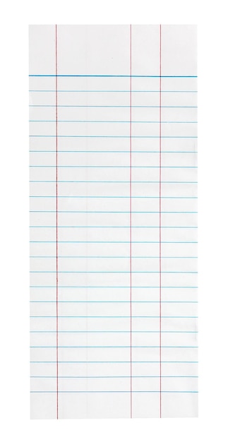 Photo striped notebook paper isolated on white background
