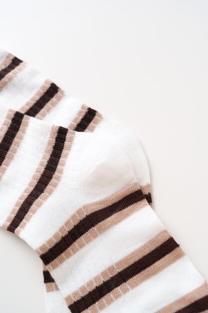 Photo striped socks for kids on white background