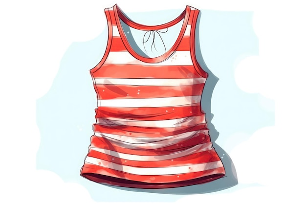 Striped Tank Top For Girl On White Background Generative AI