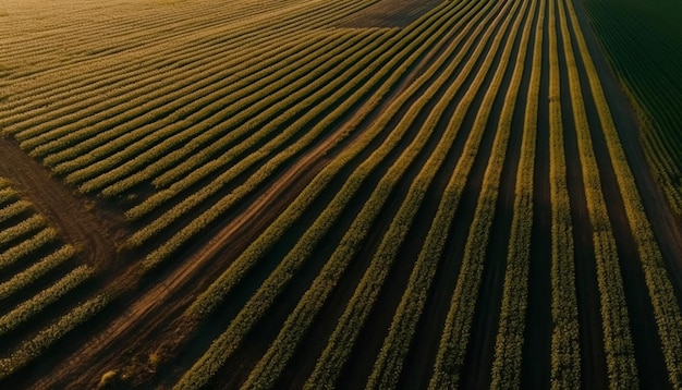 AIが生成した太陽の下で育つ縞模様の麦畑