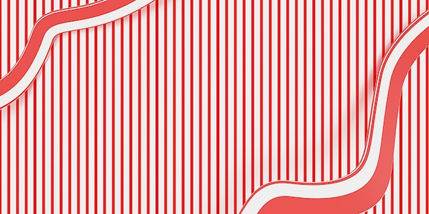 Stripes and ribbon background Fun bright colors 3D illustration