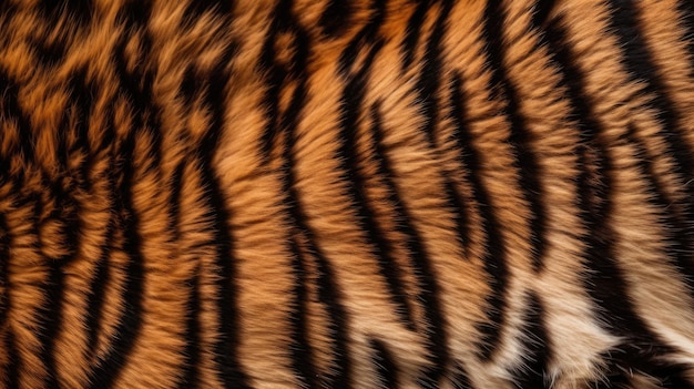 The stripes of a tiger are visible on the back of the body.