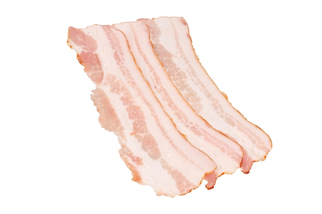 Photo strips of bacon isolated on white