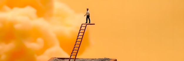 Striving for Success Illustration of a Figure Climbing the Business Ladder